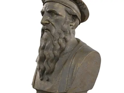 Antique Leonardo da Vinci Bust - Historical Bronze Sculpture  Low-poly 3D model