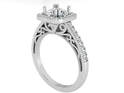 Square Halo Ring 3459 3D print model