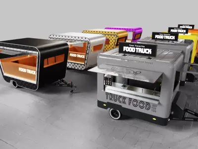 PBR-2 Towing the food truck Low-poly 3D model
