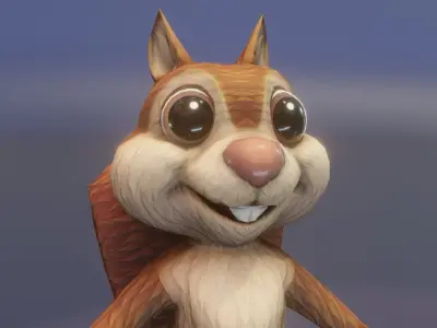 Cartoon Squirrel Rigged 3D Model Low-poly 3D model