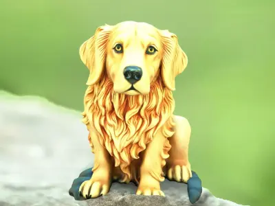 Golden Retriever Statue model pack Low-poly 3D model