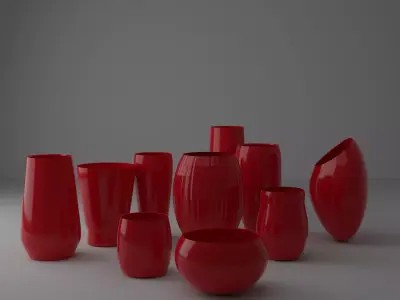 Set of 10 vases 3D model