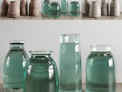 Indian wood vessel collection Grand vase Low-poly 3D model