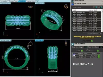 Wide Pave Diamond Multi Row Luxury Band Ring CAD Design 3D print model