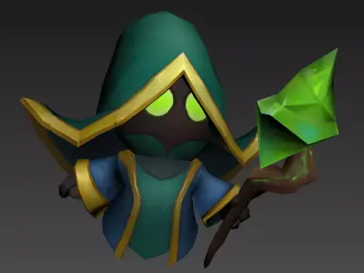 Cartoon version of the mage Low-poly 3D model