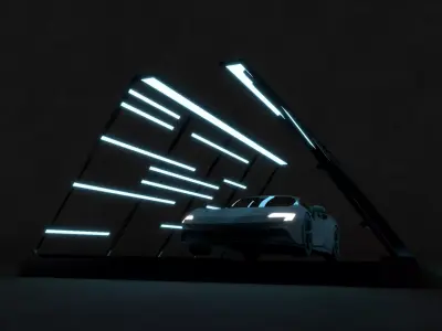 Futuristic Car Light Tunnel Showcase  3D model