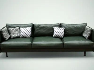 Green Leather Sofa Low-poly 3D model