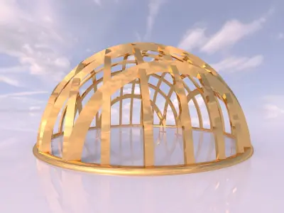 Architectural dome with contours in grid 3D model