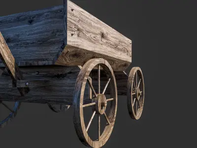 Old wooden cart Free 3D model