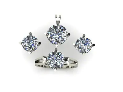 moissanite daimond pandent set 3D print model