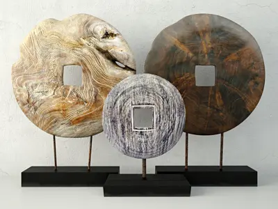 Albesia and Teak Wood Table Top Decoration 3D model