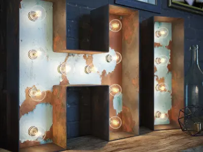 Vintage Rusty Marquee Letters 3D model