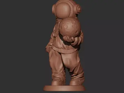 Astronaut Holding the Moon Sculpture Printable 3D print model