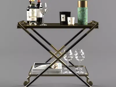Bar Cart with Accessories 3D model