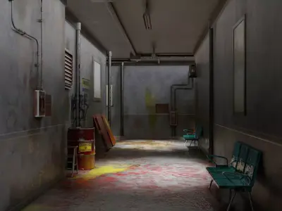 Old Corridor Level 0  Low-poly 3D model