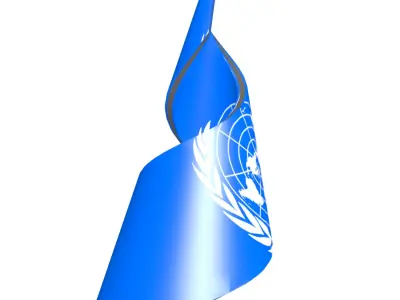  United Nations Flag on helix structure 3D model
