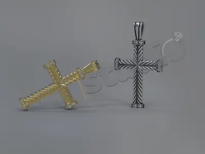 High luxury unique rope cross with gems 3d design 3D print model