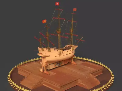 Chinese ancient sail ship   3D model