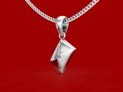 Envelope pendant printable gold jewelry printable 3D model 3D print model