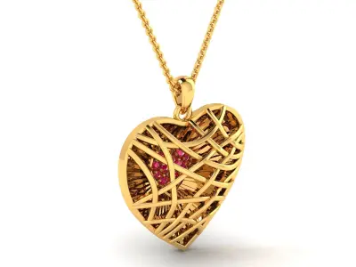Women Heart Pendant 3dm STL OBJ FBX Render Details 3D print model