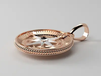 Maritime Nautical Star Compass Pendant 2 Sizes 3D print model