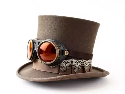 Vintage Steampunk Hat model pack Low-poly 3D model