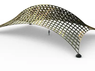 Architectural Tensile Structure Ridge with Anchors 3D model