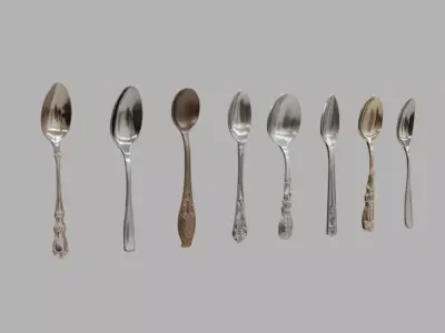 Spoons Collection Low-poly 3D model