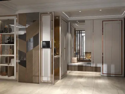 Luxury Design Living and Reading Room and Dining area 3D model 3D model