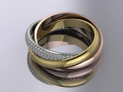 Trinity Ohrringe Ring Brand Jewelry Gold 3D print model