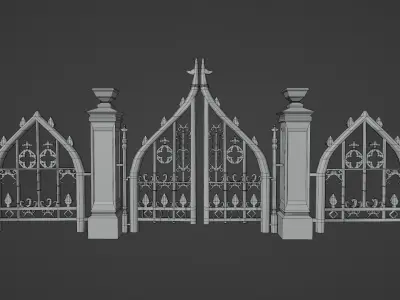 Cemetery Gothic Fence Low-poly 3D model