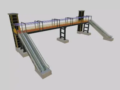 Steel Pedestrian Bridge-Elevator-Escalator-Straight Type-20 3D model