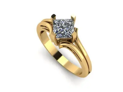  princess cut diamond Ring 3D print model