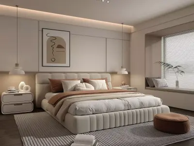 Modern Bedroom Scene 51 3D model