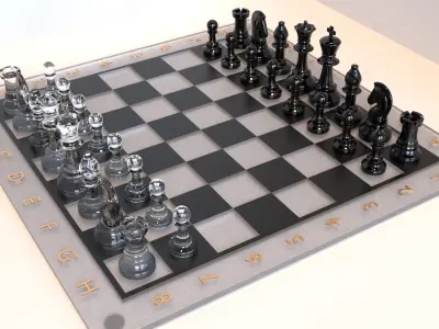 Glass Chess Set 3D model