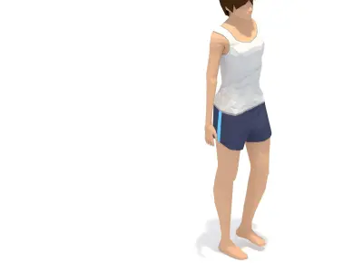 Lunge Yoga Exercise Woman Animation Low-poly 3D model