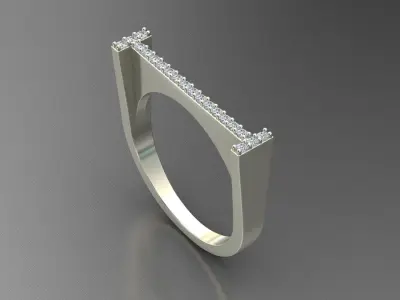 alphabet jewelry ring diamond letter I 3D print model