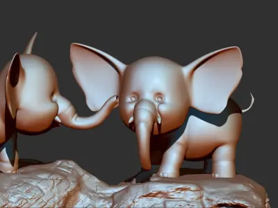 Baby elephants 3d print model  3D model