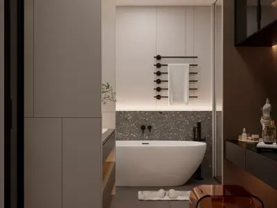 modern bedroom bathroom dressing room office room 3D model