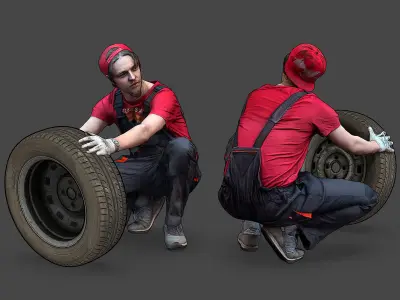 Stylized Car Mechanic Character 3D model