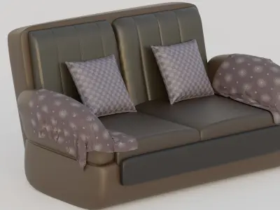 Rounded wedge arm sofa 3D model