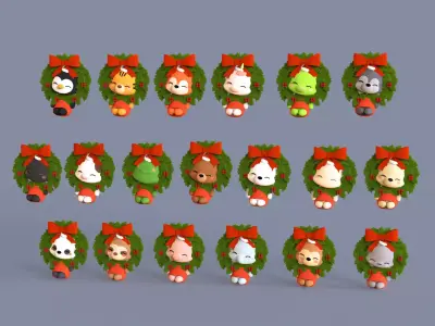 Christmas Wreath Animal Pack 01 3D model