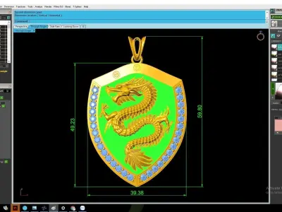 Luxury Dragon Shield Pendant 3D Model  2926 3D print model