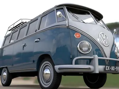 Volkswagen T1 Microbus Deluxe 1966 3D model