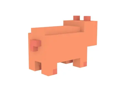 PIG VOXEL ANIMAL Low-poly 3D model