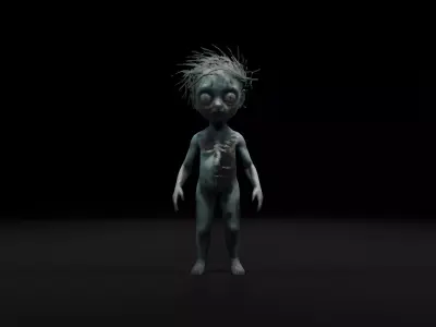 Realistic Zombie Child Rigged  Animated Low-poly 3D model