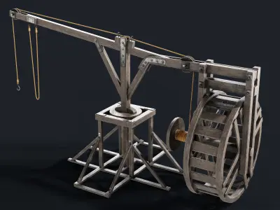 Medieval crane Low-poly 3D model Low-poly 3D model