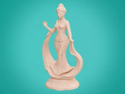 Classic Female Figurine Black Gold Sculpture 3d print ready 3D print model