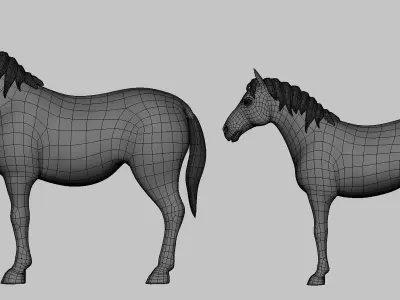 Horse Pack Low-poly 3D model