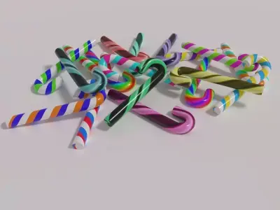 Candy Cane Low-poly 3D model